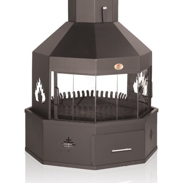 Alpine wall open fireplace