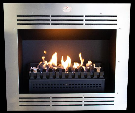 Model 940 Built-in Gas Fireplace with S/S Facia & Coal Grate