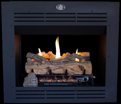 Model 940 Double Sided Built-in Gas Fireplace with Log Set