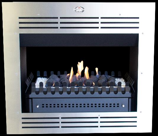 Model 940 Double Sided Built-in Gas Fireplace with S/S Facia & Coal Grate